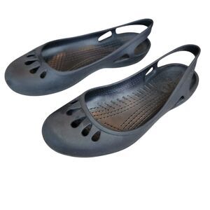 Crocs Kadee Mary Jane Slip On Sling Back Black Ballet Flat Women Size 10